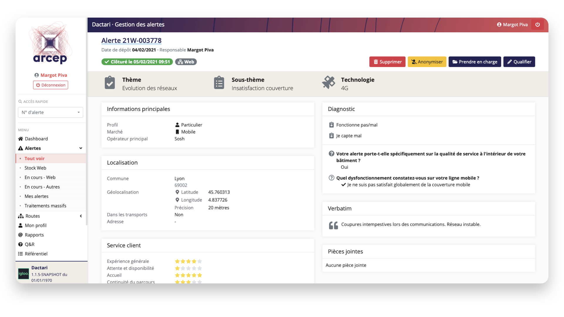 Capture d'écran de l'application