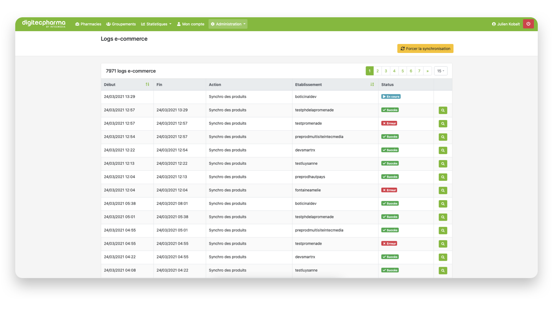 Capture d'écran de l'application