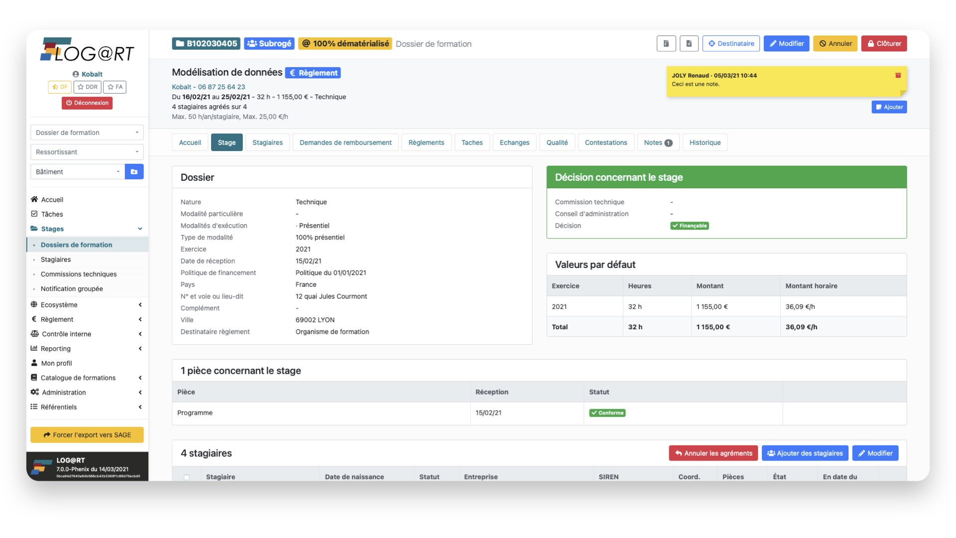 Capture d'écran de l'application