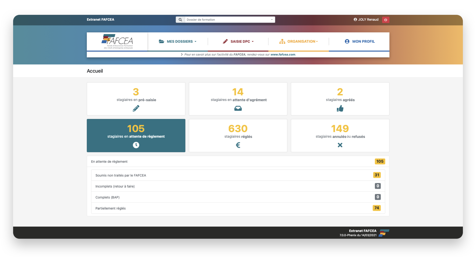 Capture d'écran de l'application