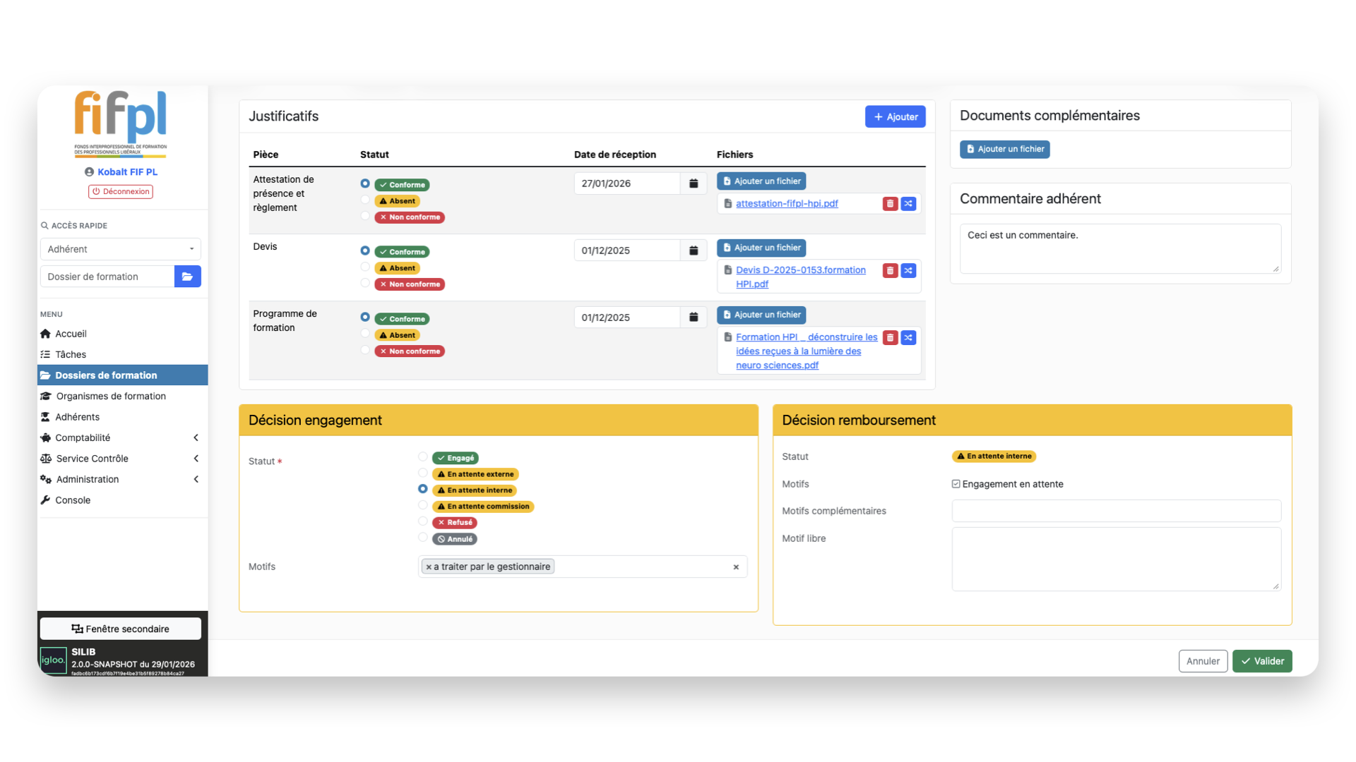 Capture d'écran de l'application