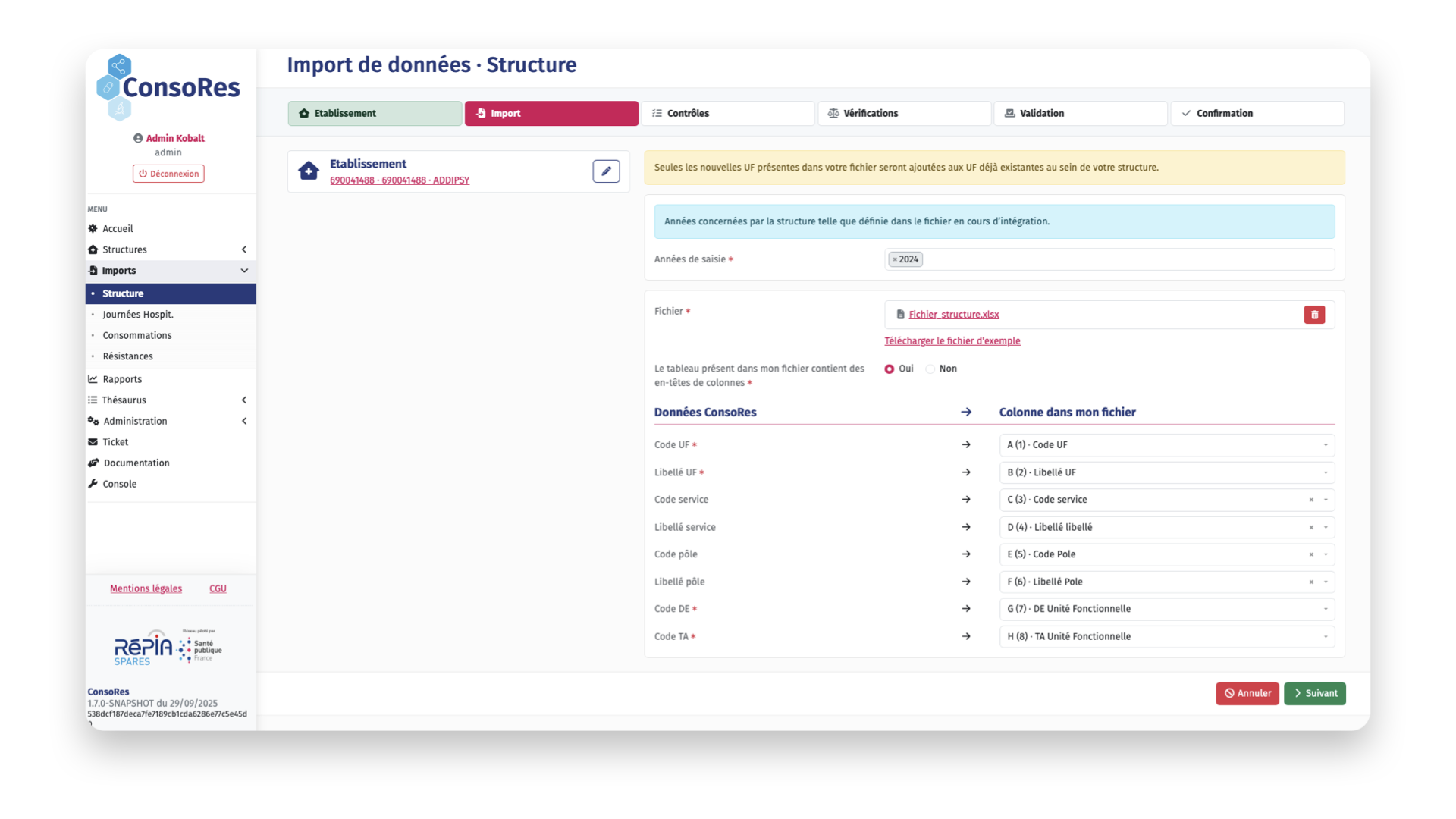 Capture d'écran de l'application