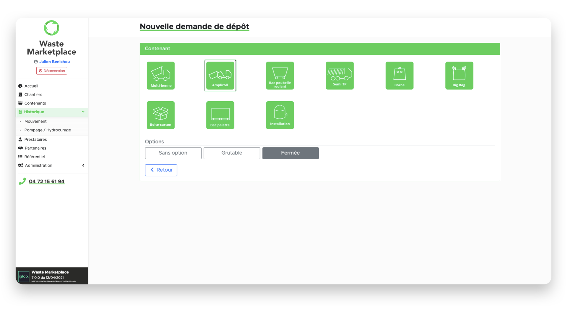 Capture d'écran de l'application